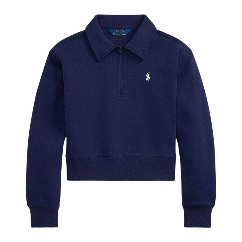 Ralph Lauren Girls Fleece Quarter Zip Crop Sweatshirt / Navy